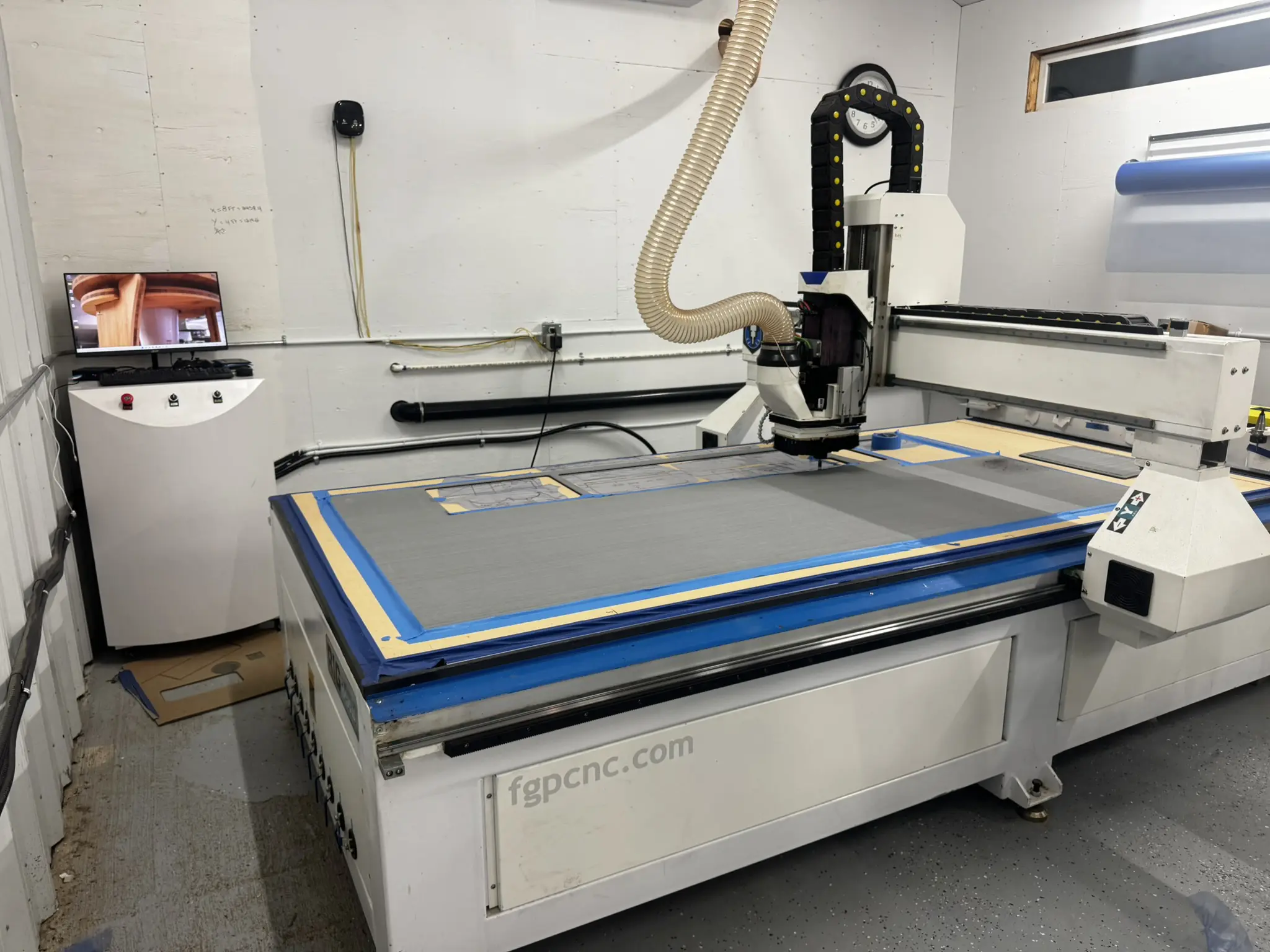 CNC machine in a workshop setting.